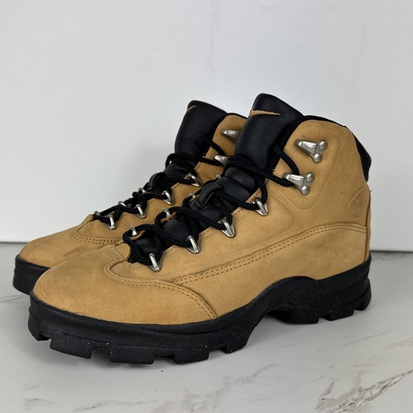 Vintage Nike ACG Air Tumalo Gimli Boots Women 7 Youth 5.5 Tan Leather Hiking 90s - Picture 3 of 12